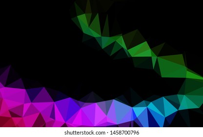 Dark Multicolor, Rainbow vector shining triangular pattern. A sample with polygonal shapes. Completely new design for your business.