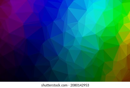 Dark Multicolor, Rainbow vector shining triangular background. Modern geometrical abstract illustration with gradient. Completely new design for your business.