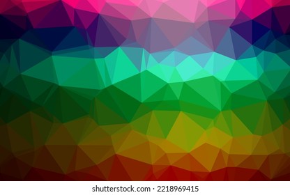 Dark Multicolor, Rainbow vector shining triangular template. A sample with polygonal shapes. Elegant pattern for a brand book.