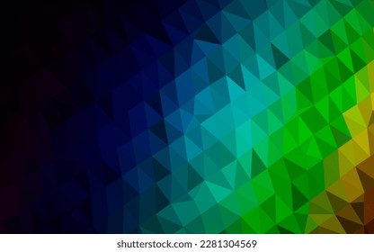 Dark Multicolor, Rainbow vector shining triangular pattern. A vague abstract illustration with gradient. Triangular pattern for your business design.