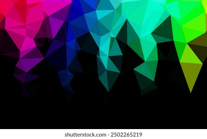 Dark Multicolor, Rainbow vector shining triangular background. Colorful illustration in abstract style with gradient. Triangular pattern for your business design.