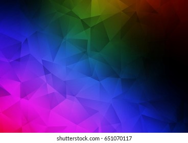 Dark Multicolor, Rainbow vector shining triangular background. Colorful illustration in abstract style with gradient. Brand-new design for your business.