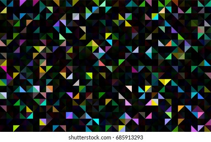 Dark Multicolor, Rainbow vector shining triangular pattern. A vague abstract illustration with gradient. Brand-new style for your business design.