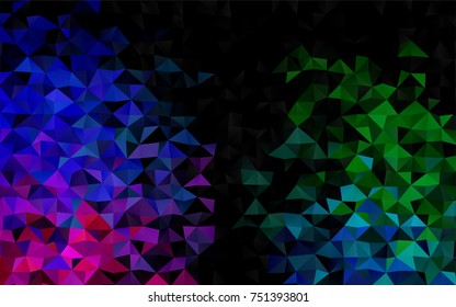 Dark Multicolor, Rainbow vector shining triangular pattern. A vague abstract illustration with gradient. The template can be used as a background for cell phones.