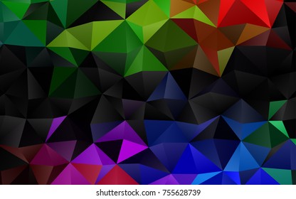 Dark Multicolor, Rainbow vector shining triangular background. Glitter abstract illustration with an elegant design. The best triangular design for your business.