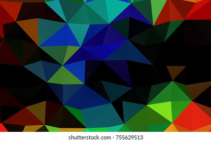 Dark Multicolor, Rainbow vector shining triangular pattern. Triangular geometric sample with gradient.  A completely new design for your business.