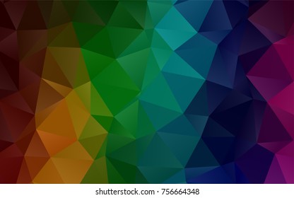 Dark Multicolor, Rainbow vector shining triangular pattern. Shining illustration, which consist of triangles. A completely new template for your business design.
