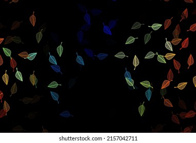 Dark Multicolor, Rainbow vector sketch backdrop. Decorative illustration with abstract colorful leaves. A new texture for your design.