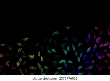 Color multicolor oscuro, fondo de esbozo vectorial arco iris. Ilustración colorida brillante con hojas en estilo doodle. Patrón para papeles pintados y libros de colorido.