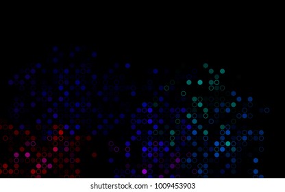 Dark Multicolor, Rainbow vector  template with circles. Glitter abstract illustration with blurred drops of rain. The pattern can be used for aqua ad, booklets.