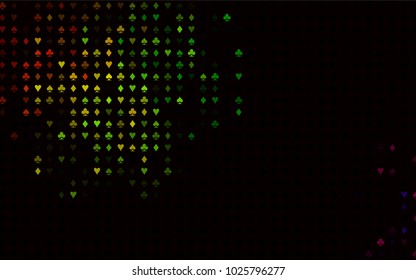 Dark Multicolor, Rainbow vector template with poker symbols. Blurred decorative design of hearts, spades, clubs, diamonds. Pattern for leaflets of poker games, events.