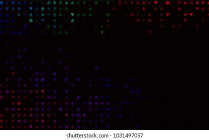 Dark Multicolor, Rainbow vector template with poker symbols. Colored illustration with hearts, spades, clubs, diamonds. Pattern for booklets, leaflets of gambling houses.