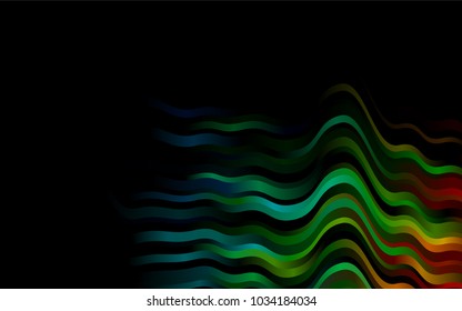 Dark Multicolor, Rainbow vector template with bent ribbons. Shining illustration, which consist of blurred lines, circles. Pattern for your business design.