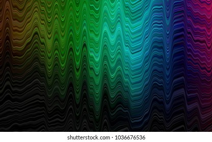 Dark Multicolor, Rainbow vector template with bent lines. An elegant bright illustration with gradient. Pattern for your business design.