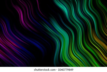 Dark Multicolor, Rainbow vector template with bent lines. Creative geometric illustration in marble style with gradient. The elegant pattern for brand book.