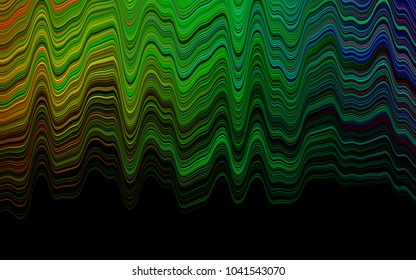 Dark Multicolor, Rainbow vector template with abstract lines. Shining crooked illustration in marble style. Pattern for your business design.