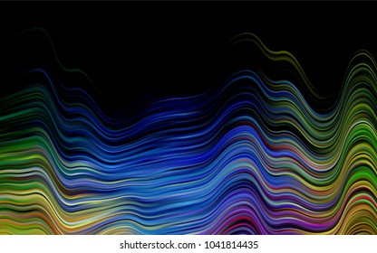 Dark Multicolor, Rainbow vector template with bent lines. An elegant bright illustration with gradient. Brand-new design for your ads, poster, banner.