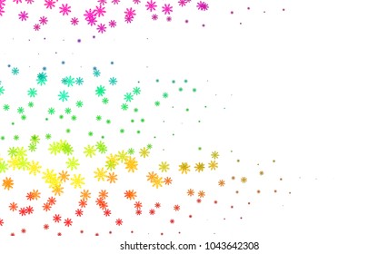 Dark Multicolor, Rainbow vector template with ice snowflakes. Decorative shining illustration with snow on abstract template. The pattern can be used for year new  websites.