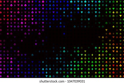 Dark Multicolor, Rainbow vector template with poker symbols. Illustration with set of hearts, spades, clubs, diamonds. Smart design for your business advert of casinos.