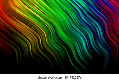 Dark Multicolor, Rainbow vector template with abstract lines. Creative illustration in halftone marble style with gradient. Brand-new design for your ads, poster, banner.