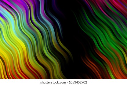 Dark Multicolor, Rainbow vector template with lava shapes. Glitter abstract illustration with wry lines. A completely new template for your business design.
