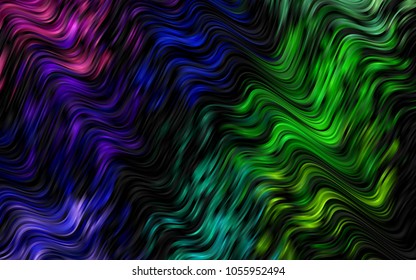 Dark Multicolor, Rainbow vector template with bent lines. Colorful abstract illustration with gradient lines. Marble style for your business design.