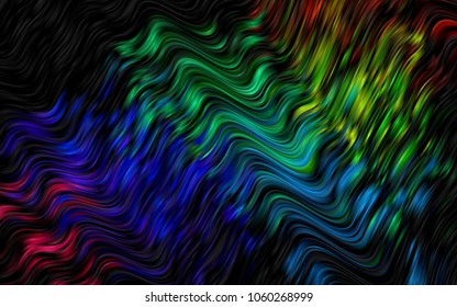 Dark Multicolor, Rainbow vector template with lines, ovals. Shining crooked illustration in marble style. Pattern for your business design.