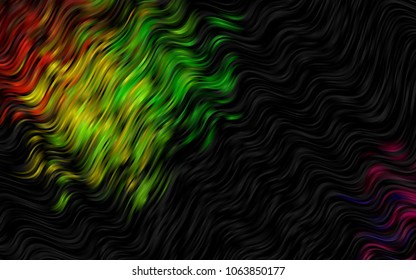 Dark Multicolor, Rainbow vector template with bent lines. Modern gradient abstract illustration with bandy lines. Marble design for your web site.