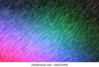 Dark Multicolor, Rainbow vector template with repeated sticks. Lines on blurred abstract background with gradient. The pattern can be used for busines ad, booklets, leaflets