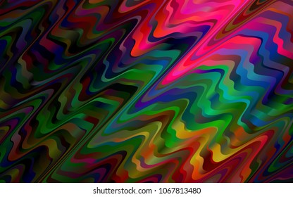 Dark Multicolor, Rainbow vector template with liquid shapes. Glitter abstract illustration with wry lines. A completely new template for your business design.