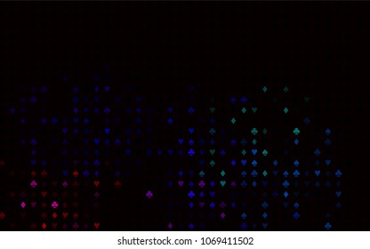 Dark Multicolor, Rainbow vector template with poker symbols. Colored illustration with hearts, spades, clubs, diamonds. Pattern for booklets, leaflets of gambling houses.