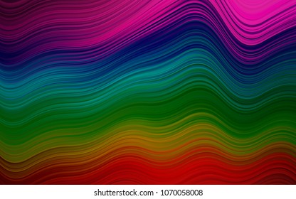Dark Multicolor, Rainbow vector template with bent ribbons. Modern gradient abstract illustration with bandy lines. Brand-new design for your ads, poster, banner.