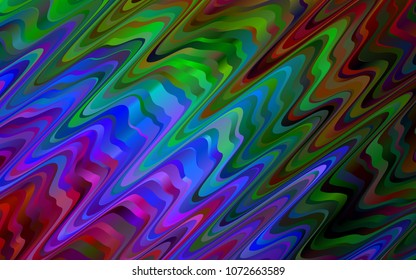 Dark Multicolor, Rainbow vector template with liquid shapes. Shining crooked illustration in marble style. The template for cell phone backgrounds.