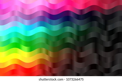 Dark Multicolor, Rainbow vector template with bent lines. A sample with blurred bubble shapes. Brand-new design for your ads, poster, banner.