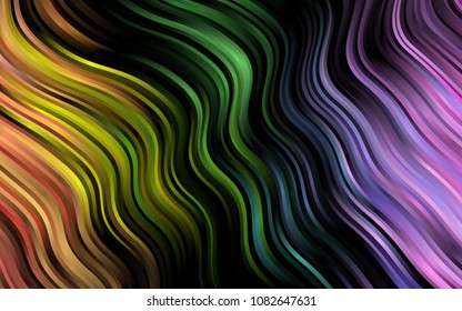 Dark Multicolor, Rainbow vector template with bent lines. Brand-new colored illustration in marble style with gradient. The best blurred design for your business.