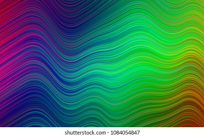 Dark Multicolor, Rainbow vector template with liquid shapes. Shining illustration, which consist of blurred lines, circles. Pattern for your business design.