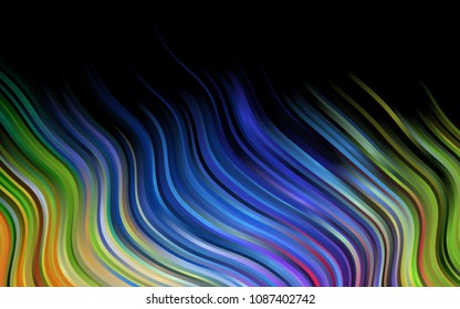 Dark Multicolor, Rainbow vector template with abstract lines. Modern gradient abstract illustration with bandy lines. A completely new template for your business design.
