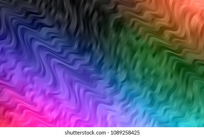 Dark Multicolor, Rainbow vector template with abstract lines. Blurred geometric sample with gradient bubbles.  Pattern for your business design.