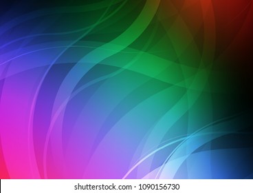 Dark Multicolor, Rainbow vector template with bent lines. A vague circumflex abstract illustration with gradient. The template for cell phone backgrounds.