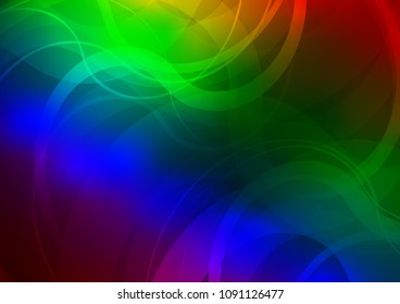 Dark Multicolor, Rainbow vector template with bent lines. Shining illustration, which consist of blurred lines, circles. The template for cell phone backgrounds.
