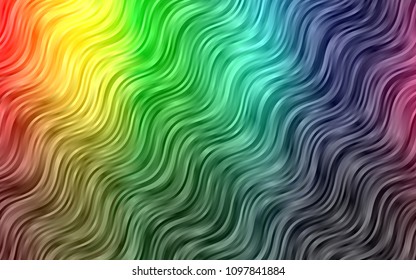 Dark Multicolor, Rainbow vector template with lines, ovals. Creative illustration in halftone marble style with gradient. A completely new template for your business design.