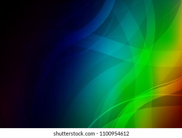 Dark Multicolor, Rainbow vector template with abstract lines. Colorful abstract illustration with gradient lines. The elegant pattern for brand book.