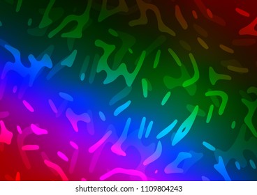 Dark Multicolor, Rainbow vector template with liquid shapes. A vague circumflex abstract illustration with gradient. Brand new design for your ads, poster, banner.