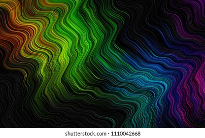 Dark Multicolor, Rainbow vector template with bent ribbons. Modern gradient abstract illustration with bandy lines. The template for cell phone backgrounds.