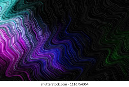 Dark Multicolor, Rainbow vector template with bent lines. An elegant bright illustration with gradient. Pattern for your business design.
