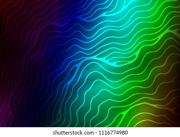Dark Multicolor, Rainbow vector template with bent lines. Brand new colored illustration in marble style with gradient. New composition for your brand book.