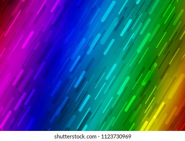 Dark Multicolor, Rainbow vector template with diagonal lines. Lines on blurred abstract background with gradient. The pattern can be used as ads, poster, banner for commercial.