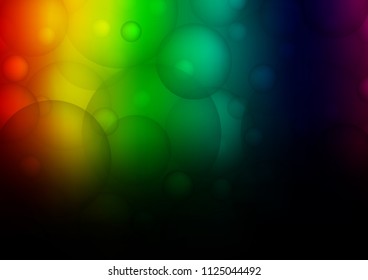 Dark Multicolor, Rainbow vector template with circles. Glitter abstract illustration with blurred drops of rain. Pattern can be used as texture of water, rain drops.