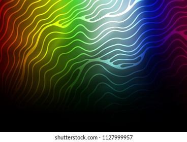 Dark Multicolor, Rainbow vector template with bent lines. Modern gradient abstract illustration with bandy lines. Brand new design for your ads, poster, banner.