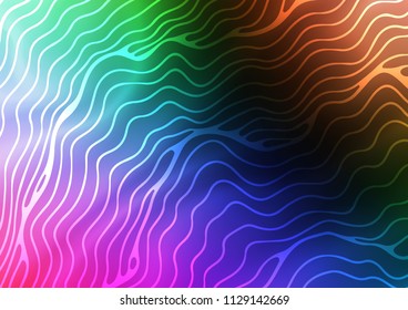 Dark Multicolor, Rainbow vector template with wavy lines, ovals. Creative geometric illustration in marble style with gradient. The best blurred design for your business.